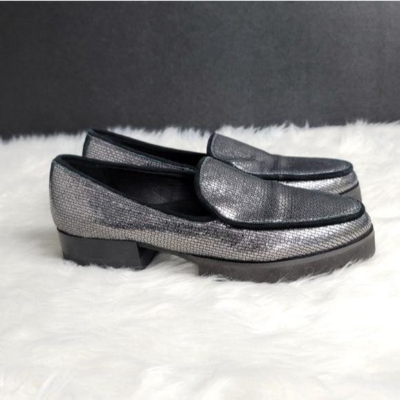 Donald Pliner Elen Platform loafers sz 7.5 metalli - Picture 4 of 8